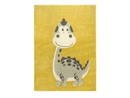 Dětský kusový koberec  Emily Kids 5860D Dinosaurus Hořčicový Žlutý