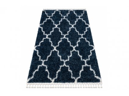 Kusový koberec Shaggy UNION 3488 modrý krémový