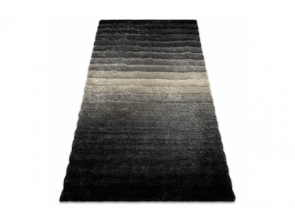 Kusový shaggy koberec FLIM 007 B6 Pruhy šedý