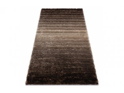 Kusový shaggy koberec FLIM 007 B3 Pruhy hnědý