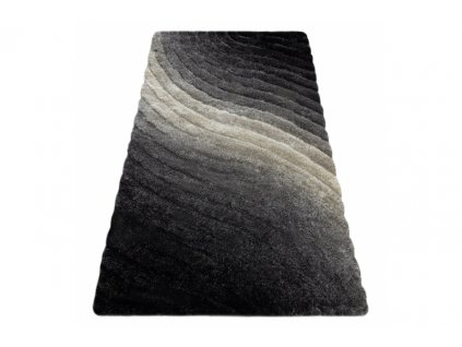 Kusový shaggy koberec FLIM 006-B1 Pruhy šedý