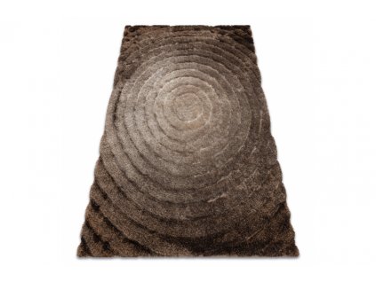 Kusový shaggy koberec FLIM 008 B7 Kruhy hnědý
