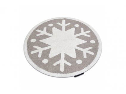 Kulatý dětský koberec JOY Sněhová vločka sníh béžový krémový