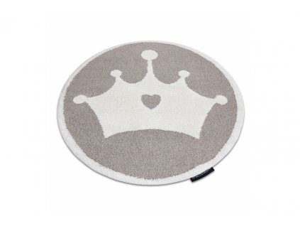Kulatý dětský koberec JOY Královská koruna béžový krémový