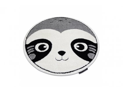 Kulatý dětský koberec JOY Panda šedý krémový