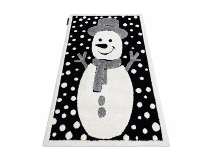 Dětský kusový koberec JOY Sněhulák černý krémový
