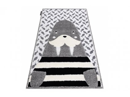 Dětský kusový koberec JOY Mrož šedý krémový