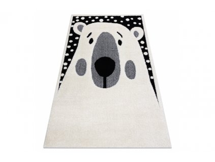 Dětský kusový koberec JOY Lední medvěd krémový černý
