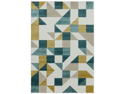 Moderní kusový koberec Sketch SK03 Geometrický vzor zelený žlutý