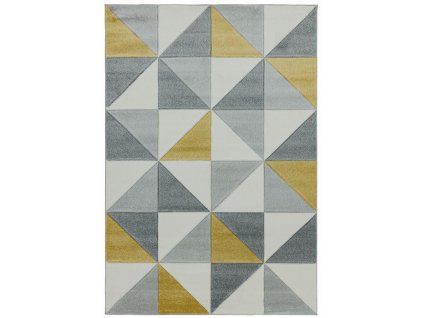 Moderní kusový koberec Sketch SK06 Geometrický vzor šedý žlutý