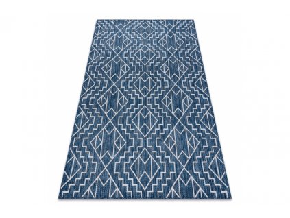 Kusový koberec Sisalový SION 21778 tkaný na plocho modrý ecru