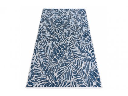 Kusový koberec Sisalový SION 22151 tkaný na plocho listí modrý ecru