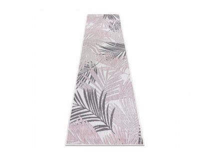 Kusový koberec běhoun Sisalový SION 2837 tkané na plocho listy palmy ecru růžový