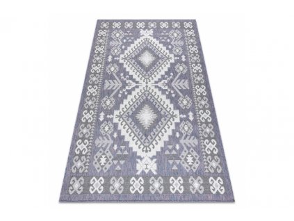 Kusový koberec Sisalový SION 3007 tkaný na plocho modrý růžový ecru