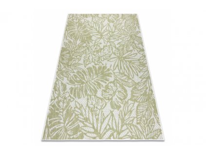 Kusový koberec Sisalový SION 22128 tkaný na plocho listí ecru zelený