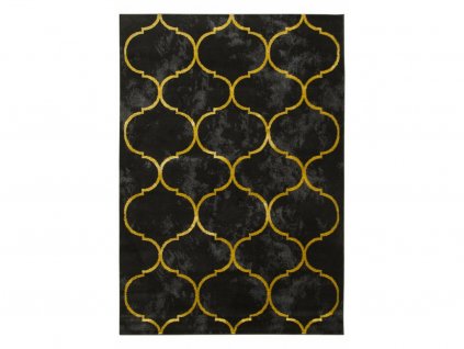 Moderní kusový koberec FESTIVAL 5872A Marokánský vzor černý žlutý