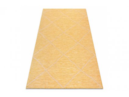 Kusový koberec Sisalový PATIO 3075 Romby žlutý béžový