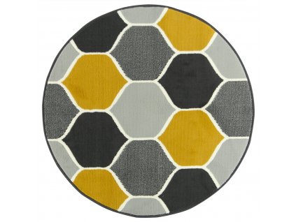 Kulatý koberec LUNA 503833/89925 šedý hořčicový