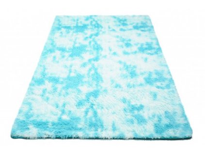 Kusový koberec moderní SILK DYED jemný měkký lehký modrý