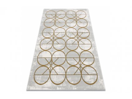 Kusový koberec EMERALD 1010 Luxusní kruhy krémový zlatý
