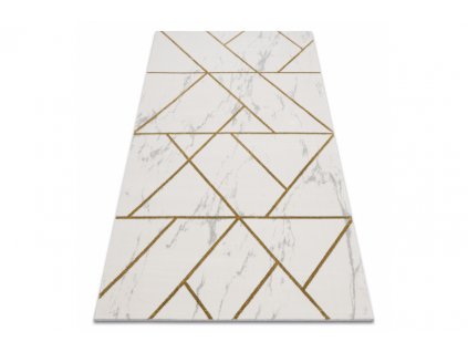 Kusový koberec EMERALD 1012 Luxusní geometrický krémový zlatý