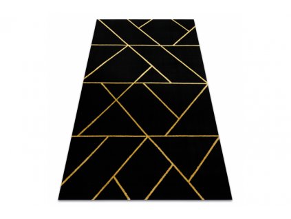 Kusový koberec EMERALD 1012 Luxusní geometrický černý zlatý