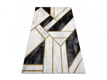 Kusový koberec EMERALD 1015 Luxusní mramor geometrický krémový černý zlatý