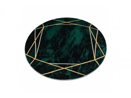 Kulatý koberec EMERALD 1022 Luxusní moderní geometrický zelený zlatý