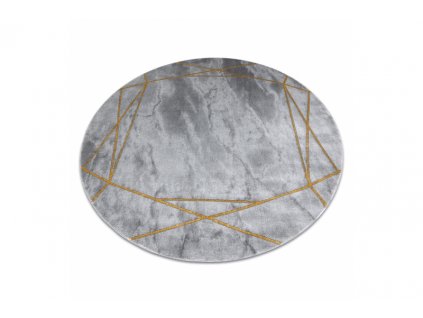 Kulatý koberec EMERALD 1022 Luxusní moderní geometrický šedý zlatý