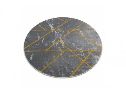 Kulatý koberec EMERALD 1012 Luxusní geometrický šedý zlatý
