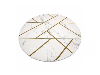 Kulatý koberec EMERALD 1012 Luxusní geometrický krémový zlatý