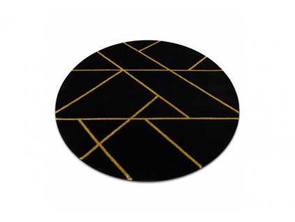 Kulatý koberec EMERALD 1012 Luxusní geometrický černý zlatý