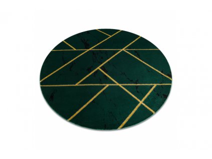 Kulatý koberec EMERALD 1012 Luxusní geometrický zelený zlatý