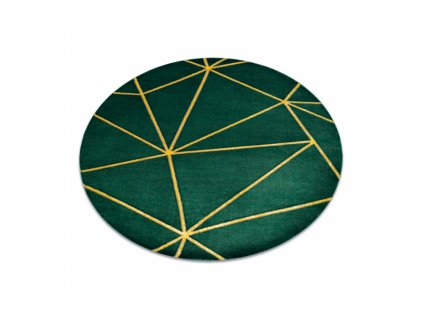 Kulatý koberec EMERALD 1013 Luxusní geometrický zelený zlatý