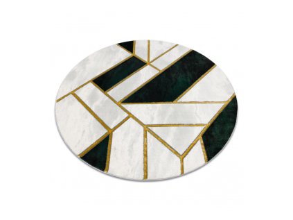 Kulatý koberec EMERALD 1015 Luxusní mramor geometrický krémový zelený zlatý