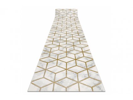Běhoun EMERALD 1014 Luxusní geometrický 3D krémový zlatý