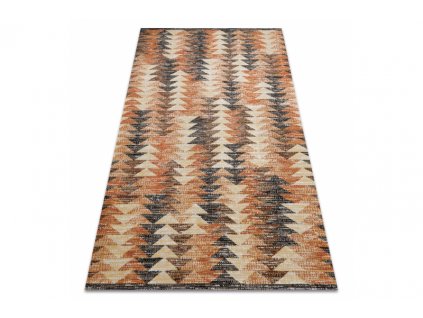 Moderní kusový koberec MUNDO D5781 outdoor trojúhelníky 3D pomerančový béžový