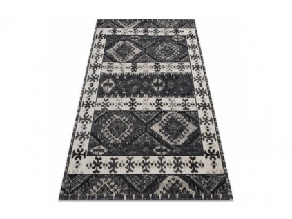 Moderní kusový koberec MUNDO E0651 outdoor geometrický béžový černý