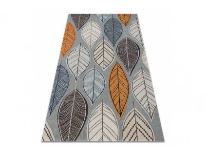 Moderní kusový koberec MUNDO E0641 outdoor listí modrý béžový