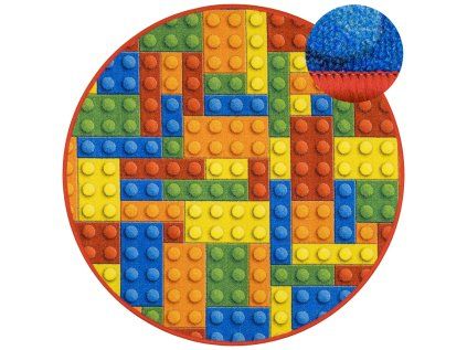 Kulatý dětský koberec Kostky Lego7