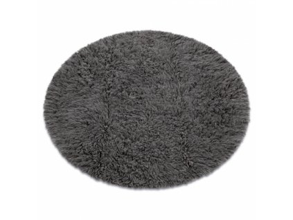 Kulatý vlněný koberec FLOKATI šedý