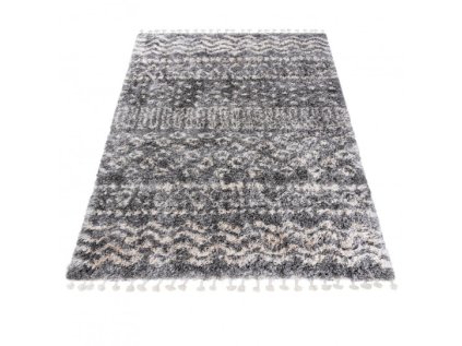 Kusový koberec Shaggy AZTEC FA60B Tmavě Šedý