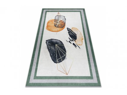 Kusový koberec vhodný k praní ANDRE 1088 Abstraktní protiskluzový bílý zelený