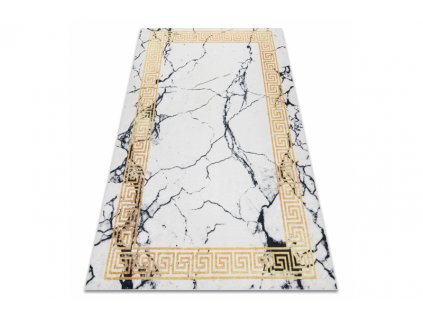 Kusový koberec vhodný k praní ANDRE 1126 Mramor řecký vzor protiskluzový bílý zlatý