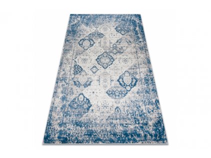 Kusový koberec vhodný k praní ANDRE 1819C Vintage protiskluzový béžový modrý