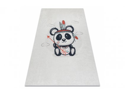 Dětský kusový koberec vhodný k praní BAMBINO 1129 Panda protiskluzový krémový