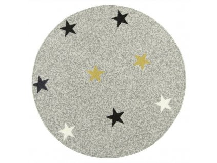 Kulatý koberec Stars Mix Hvězdy světle šedý