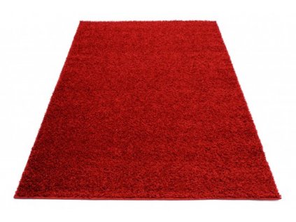 Kusový koberec shaggy TOKYO 6365A Jednobarevný červený