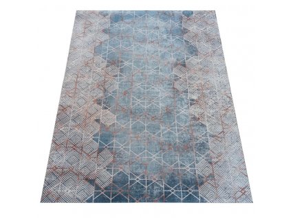 Moderní kusový koberec protiskluzový Horeca 08 Geometrický modrý