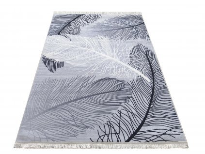 Moderní kusový koberec protiskluzový Horeca 07 Peří šedý